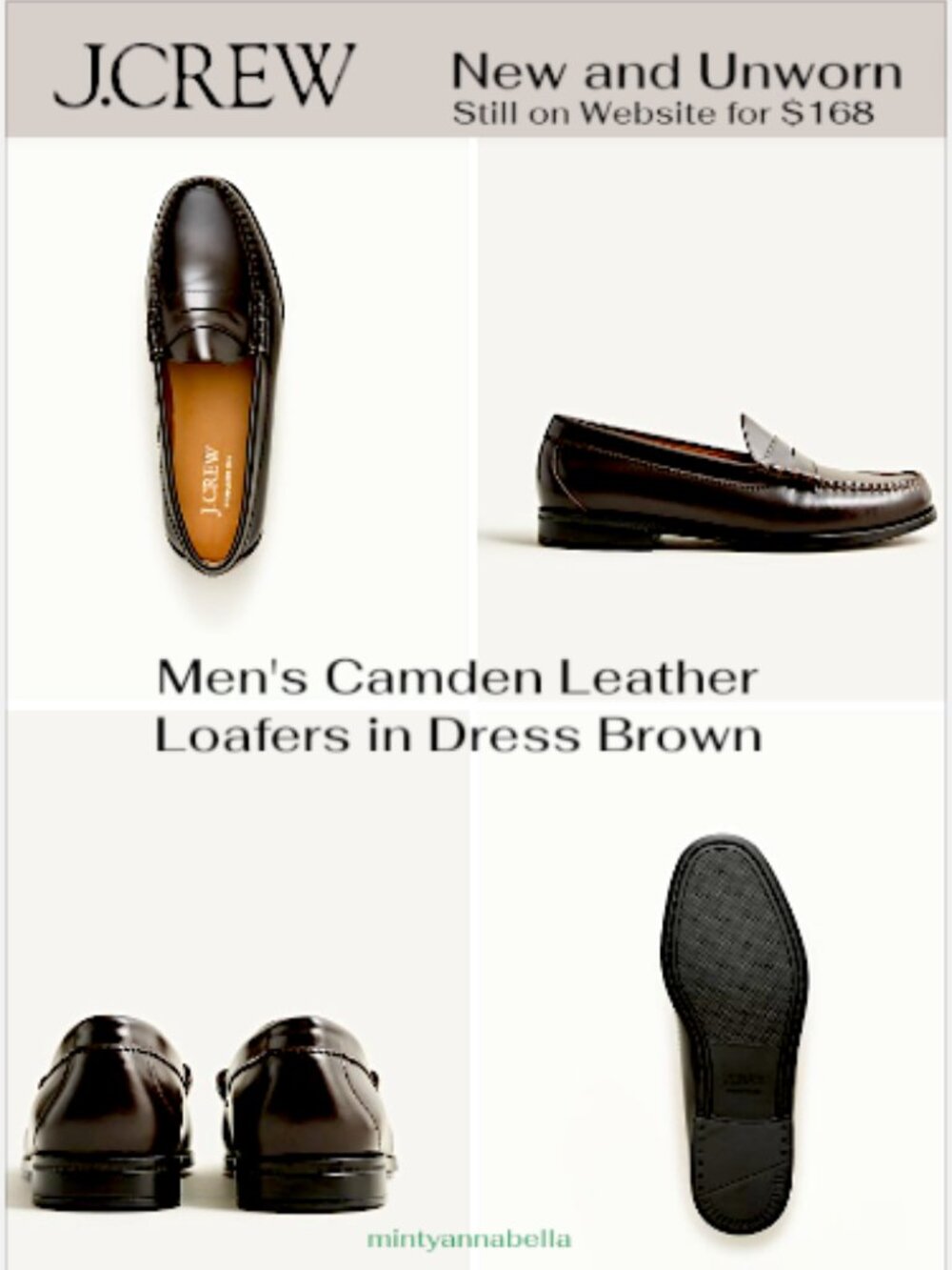 J. Crew Camden Leather Loafers in Dress Brown Style AV166